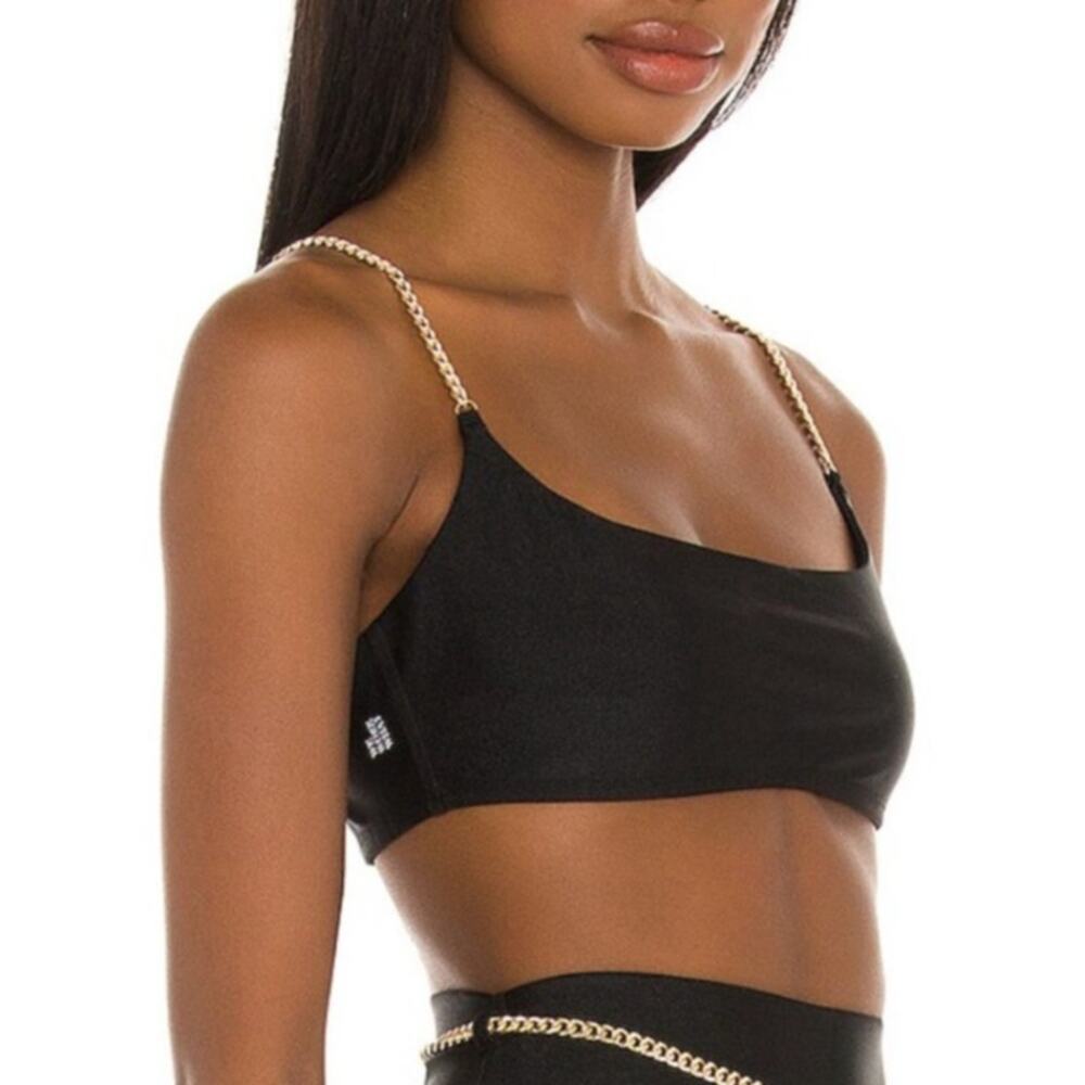 WeWoreWhat Gold Chain Black Cami Bra Top XS NEW